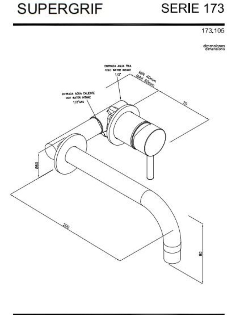 Grifo Pared Monomando
